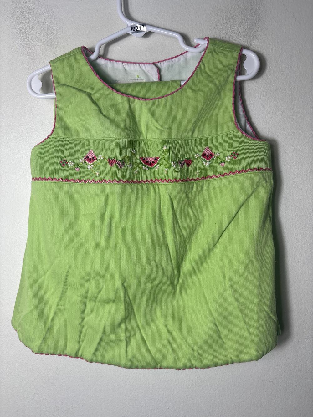 GIrls Vintage Amanda Remembered Lime green smocked top&pants set Sz 4